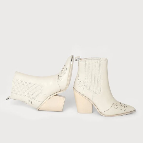 Trim Bone Multi Leather Pointed-Toe Western Booties - Picture 1 of 4